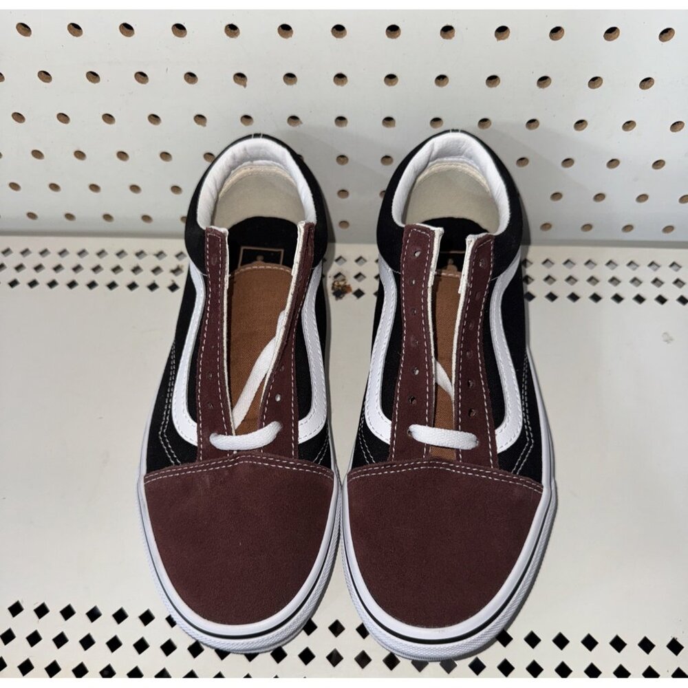VANS Old Skool Womens Athletic Skateboarding Shoes Size 7.5 Maroon Black White - Picture 4 of 8
